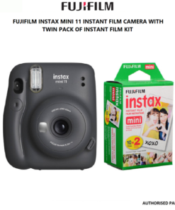 FUJIFILM INSTAX MINI 11 INSTANT FILM CAMERA WITH TWIN PACK OF INSTANT FILM KIT (CHARCOAL GRAY, 20 EXPOSURES)